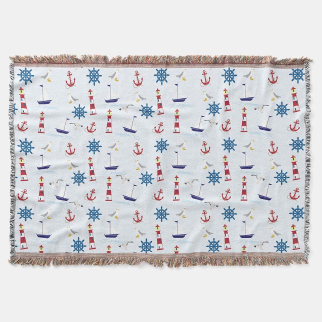 Nautical Collage Throw Blanket (Front)