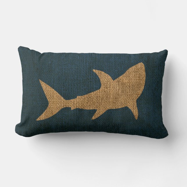 Nautical Collection Shark Deep Sea Blue Lumbar Cushion (Front)