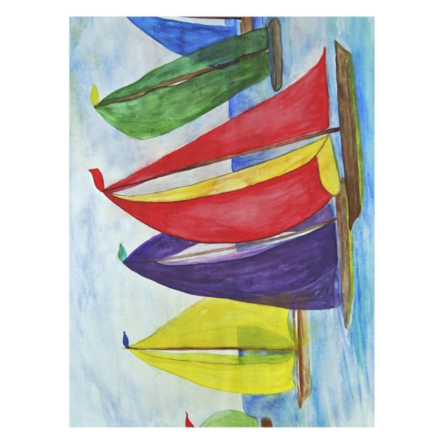 Nautical Colourful Sails  Tablecloth (Front)