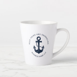 Nautical Company Business Navy Blue Anchor Custom Latte Mug