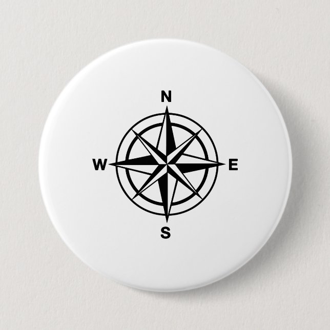 Nautical Compass 7.5 Cm Round Badge (Front)