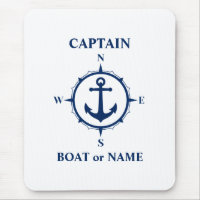 Nautical Compass Anchor Captain or Boat Name Navy