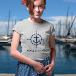 Nautical Compass Anchor Your Boat or Name Gray T-Shirt<br><div class="desc">A Nautical Compass and Anchor with Your Name or Boat Name on a Girls Gray T-Shirt.</div>