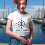 Nautical Compass Anchor Your Boat or Name White T-Shirt<br><div class="desc">A Nautical Compass and Anchor with Your Name or Boat Name on a Girls White T-Shirt.</div>