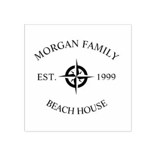 Nautical compass beach house rubber stamp