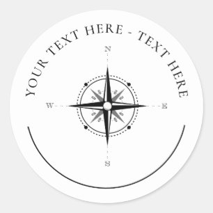 Nautical Compass Classic Round Sticker