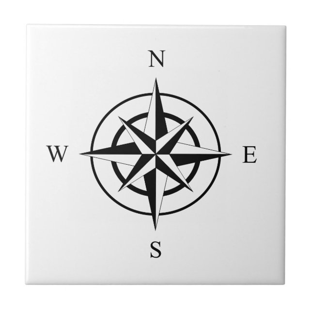 Nautical Compass Face Ceramic Tile (Front)
