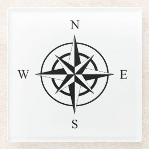 Nautical Compass Face Glass Coaster