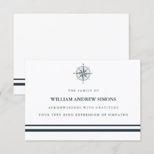 Nautical Compass Funeral Sympathy Thank You Invitation