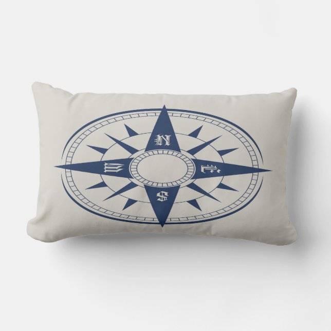 Nautical Compass Lumbar Pillow (Front)