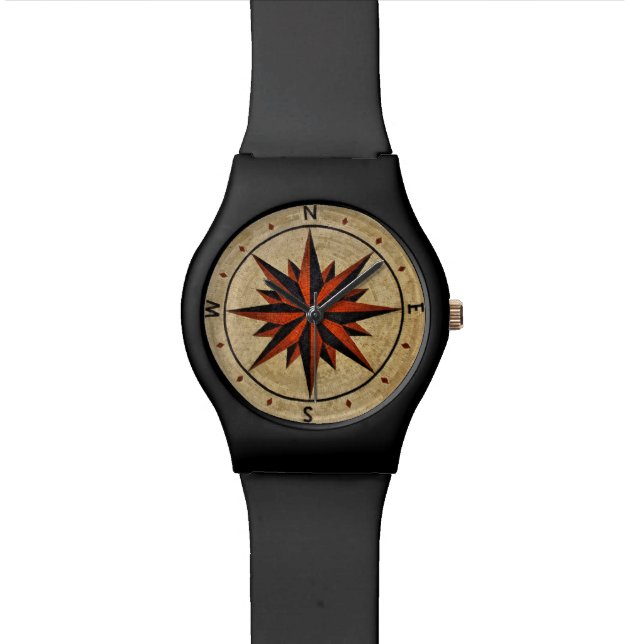 Nautical Compass Mosaic Decor Watch (Close Up)
