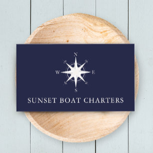 Nautical Compass Navy Business Card