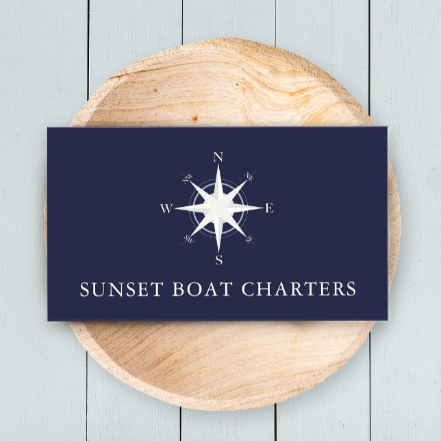 Nautical Compass Navy Business Card (Creator Uploaded)