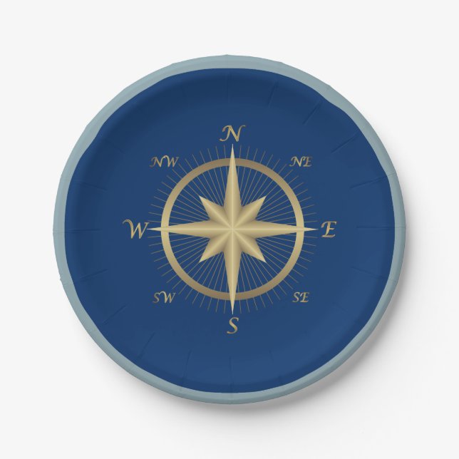 Nautical Compass  Paper Plate (Front)