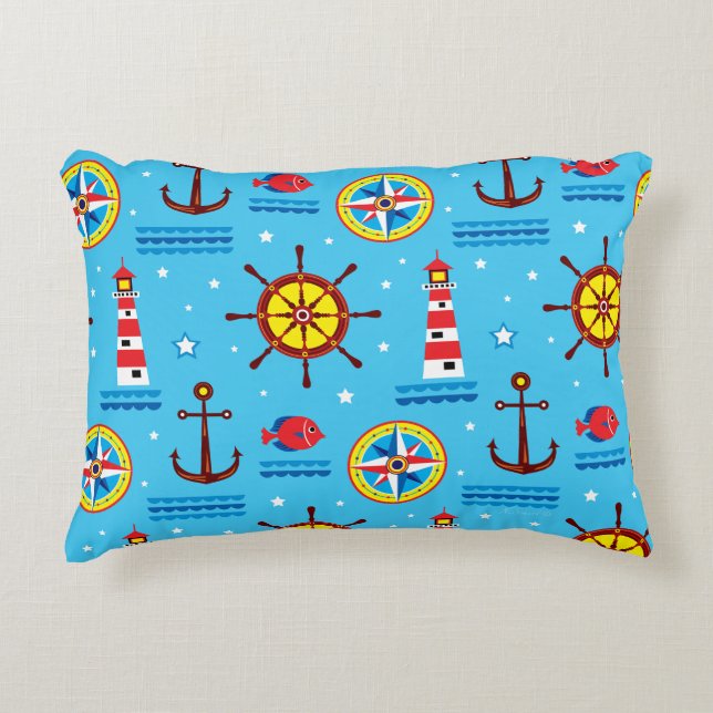 Nautical Compass Pattern Decorative Cushion (Front)