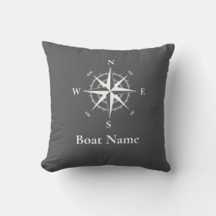 Nautical compass -personalize boat name cushion