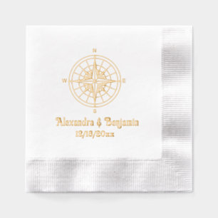 Nautical Compass Rose #3 Name Date Foil Napkins