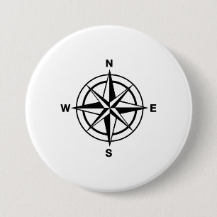 Nautical Compass Rose 7.5 Cm Round Badge