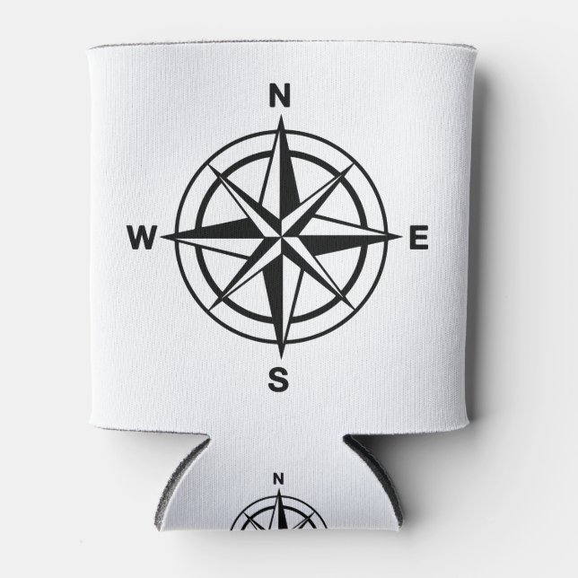 Nautical Compass Rose Can Cooler (Front)