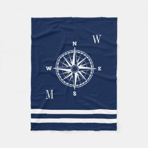 Nautical Compass Rose Custom Monograms Fleece Blanket