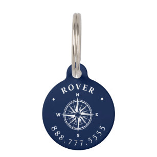 Nautical Compass Rose Custom Pet Tag