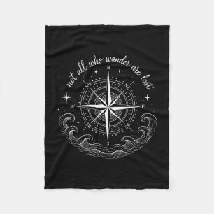 Nautical compass rose design with inspirational fleece blanket