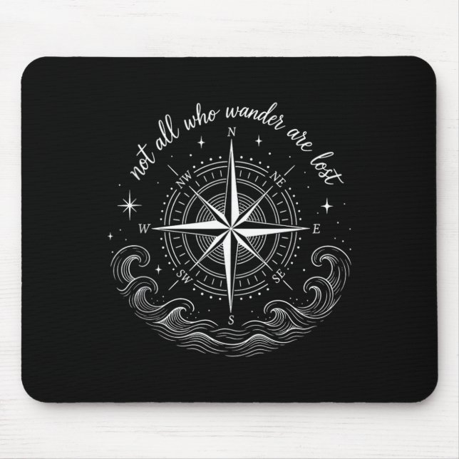 Nautical compass rose design with inspirational mouse pad (Front)