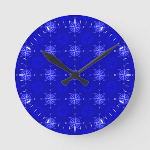 Nautical Compass Rose Round Clock