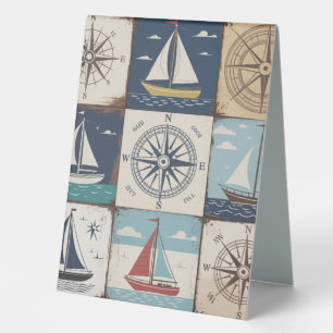 Nautical Compass Rose & Sailboat Collage
