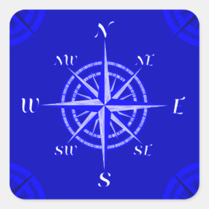 Nautical Compass Rose Square Sticker