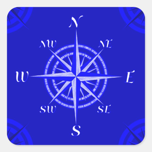 Nautical Compass Rose Square Sticker (Front)