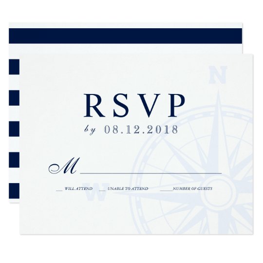 Nautical Compass Rose Wedding RSVP Card