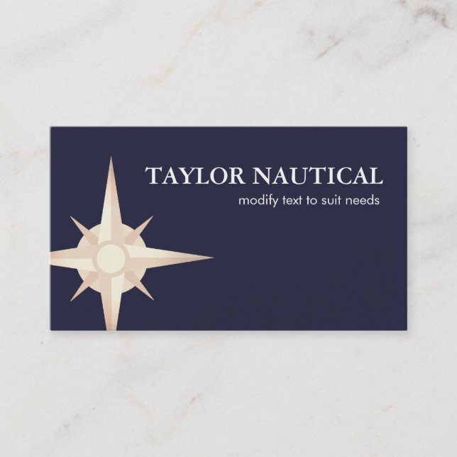 Nautical Compass Sailing and Boating Navy Business Card (Front)