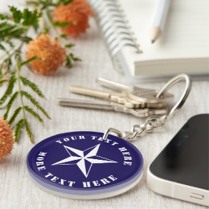 Nautical compass star custom boating or sailing key ring