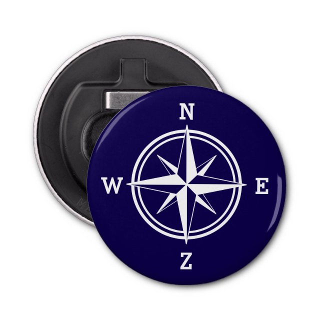 Nautical compass star custom bottle opener magnet (Front)