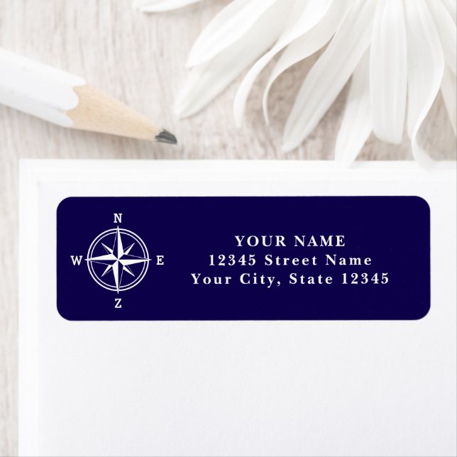 Nautical compass star custom return address label (Insitu)