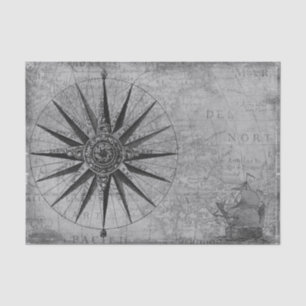 Nautical Compass Vintage Map Travel Tissue Paper
