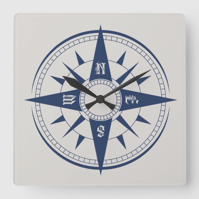 Nautical Compass Wall Clock (Front)