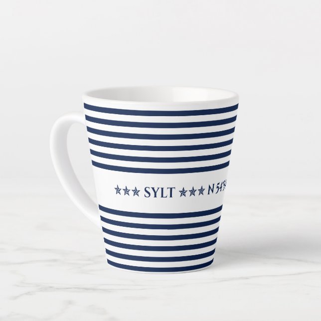 Nautical Coordinates, Personalizelable Latte Mug (Left Angle)