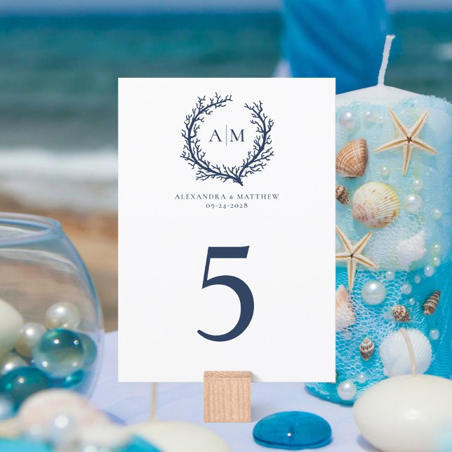 Nautical Coral Reef Wedding Large Table Number (Creator Uploaded)