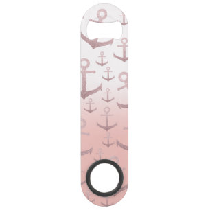 Nautical coral rose gold glitter anchor pattern