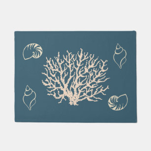 Nautical Coral Seashells Doormat 