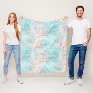 Nautical Coral Starfish Pattern Fleece Blanket