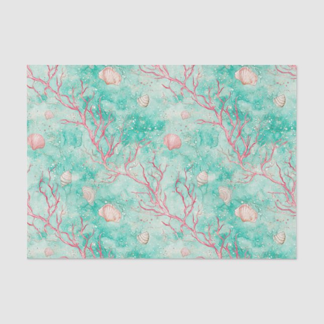 Nautical Coral Starfish Pattern Tissue Paper (Front)