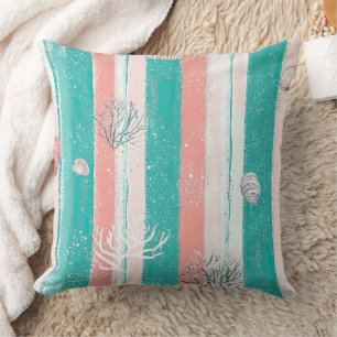 Nautical Coral Stripe Pattern Cushion