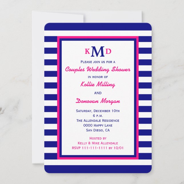 Nautical Couple Coed Wedding Shower Invitation (Front)