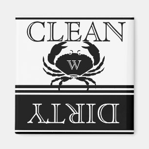  Nautical Crab Black  White Dishwasher Dirty Clean Magnet
