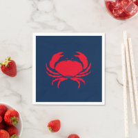 Nautical crab red white and blue paper