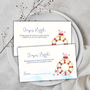 Nautical Crab Starfish Diaper Raffle Baby Shower Enclosure Card
