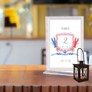 Nautical Crest with Lobster Table Number
